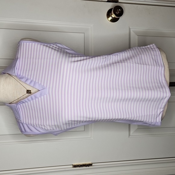 Monterey Club Sleeveless Lavender White Stripe Polo Size S NWT - Picture 1 of 16